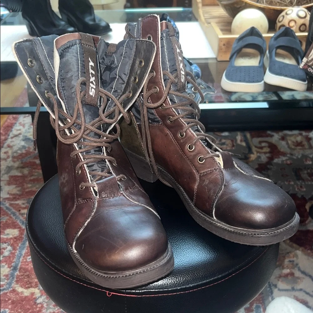 Men's Dark Brown Leather Lace-Up Boots for hiking 🥾, mountains , snow, size 10.5